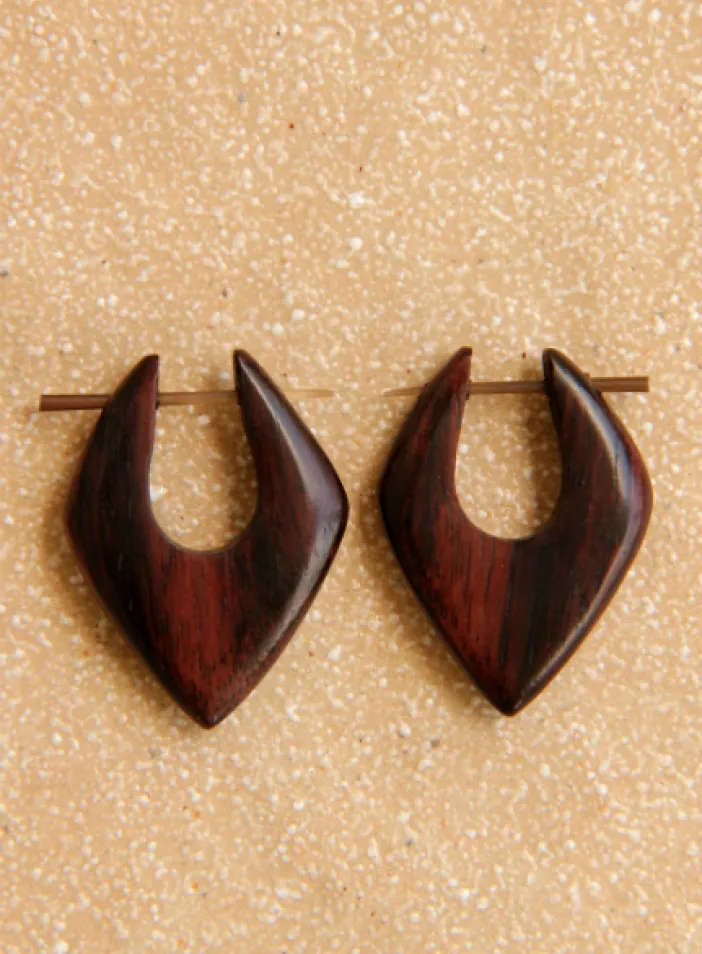 Dřevěné náušnice s tyčkou | PachaMama.cz