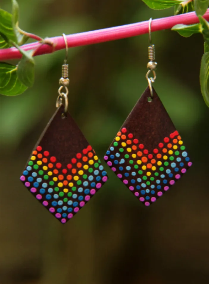 Dřevěné náušnice malované | PachaMama.cz