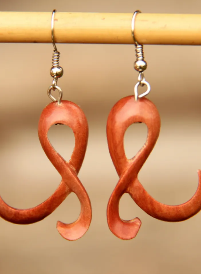 Dřevěné náušnice "Stuhy" | PachaMama.cz