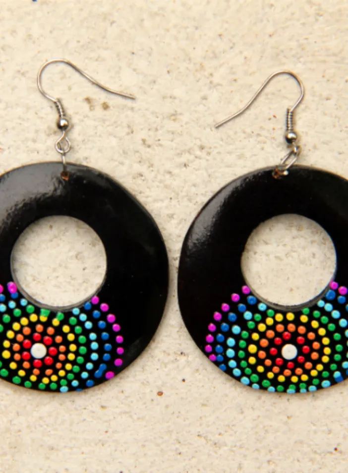 Dřevěné náušnice malované   | PachaMama.cz