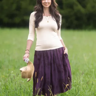Sukně midi Purple Velvet Queen | PachaMama.cz