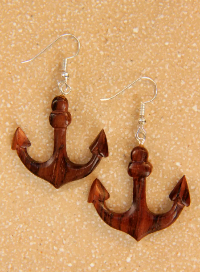 Dřevěné náušnice "Kotvy" | PachaMama.cz