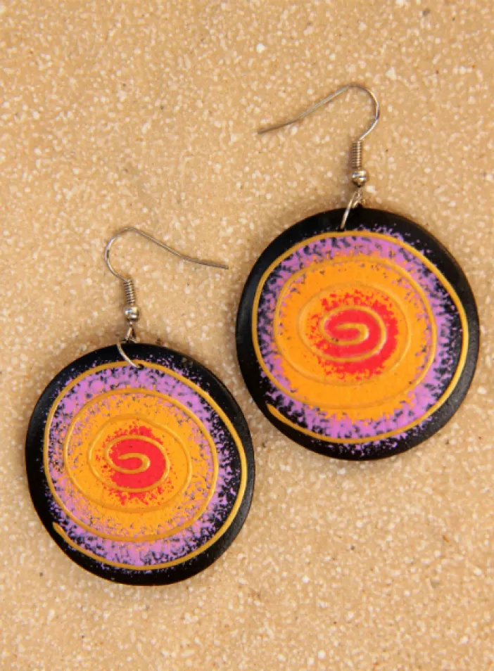 Dřevěné náušnice malované  | PachaMama.cz