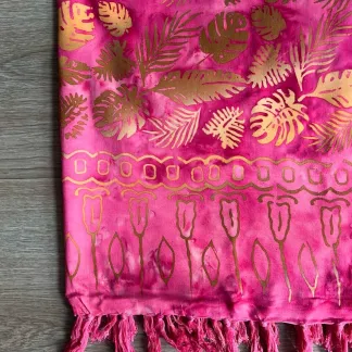 Sarong růžový s listy | PachaMama.cz