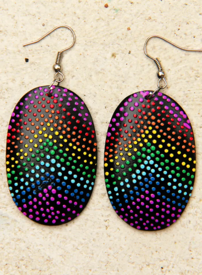 Dřevěné náušnice malované | PachaMama.cz