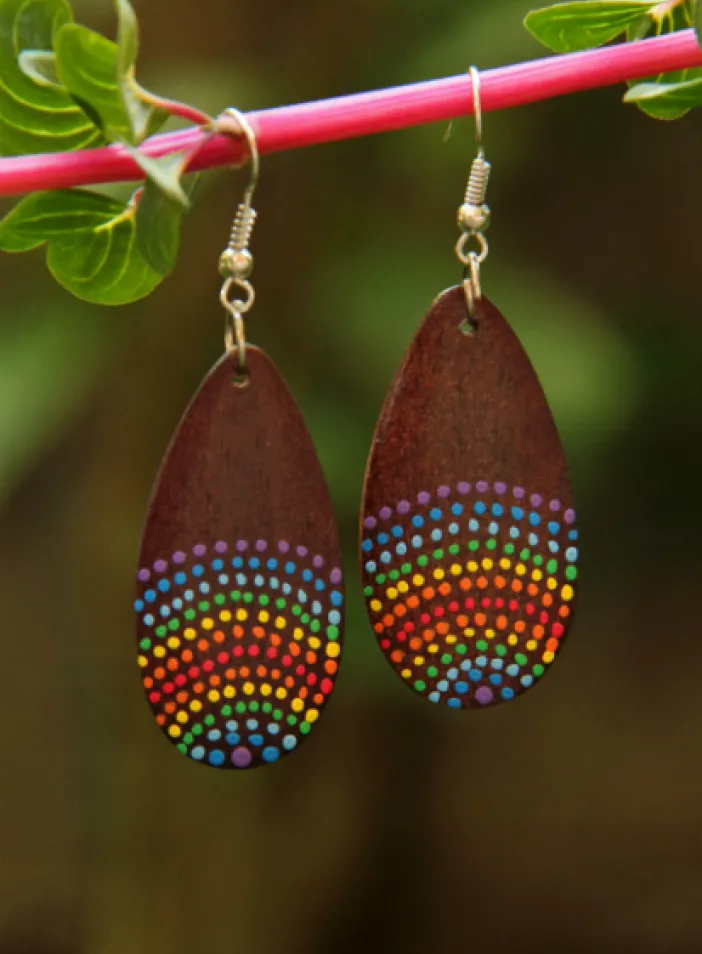 Dřevěné náušnice malované | PachaMama.cz