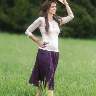 Sukně midi Purple Velvet Queen | PachaMama.cz