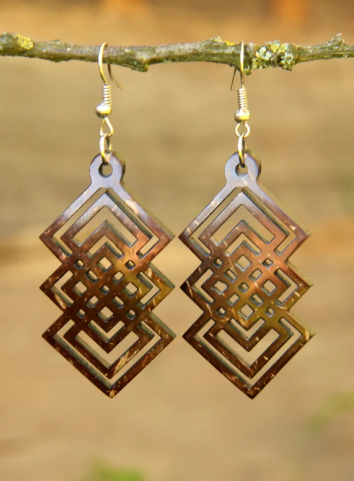 Luxusní kokosové náušnice "Sisters" | PachaMama.cz