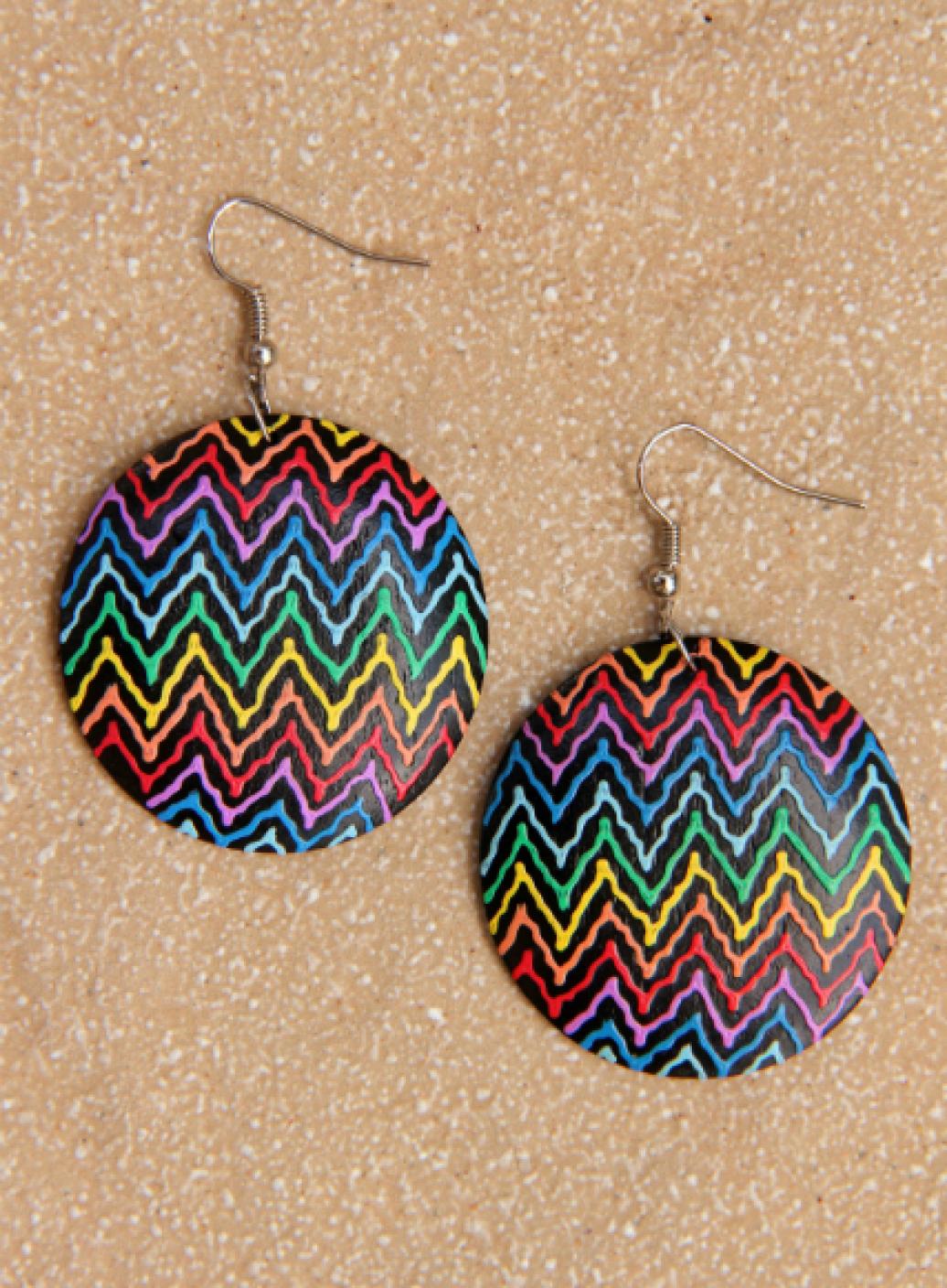 Dřevěné náušnice malované | PachaMama.cz