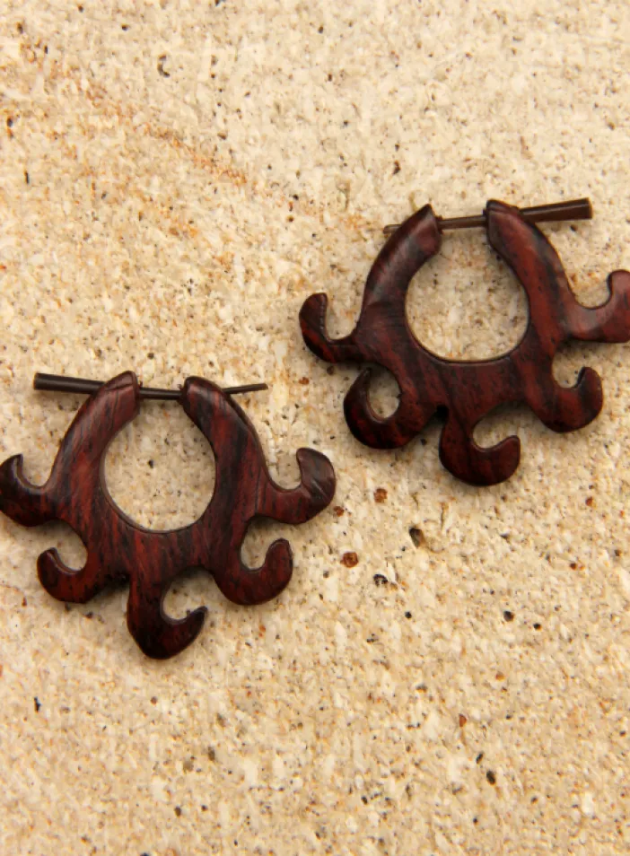 Dřevěné náušnice s tyčkou  | PachaMama.cz