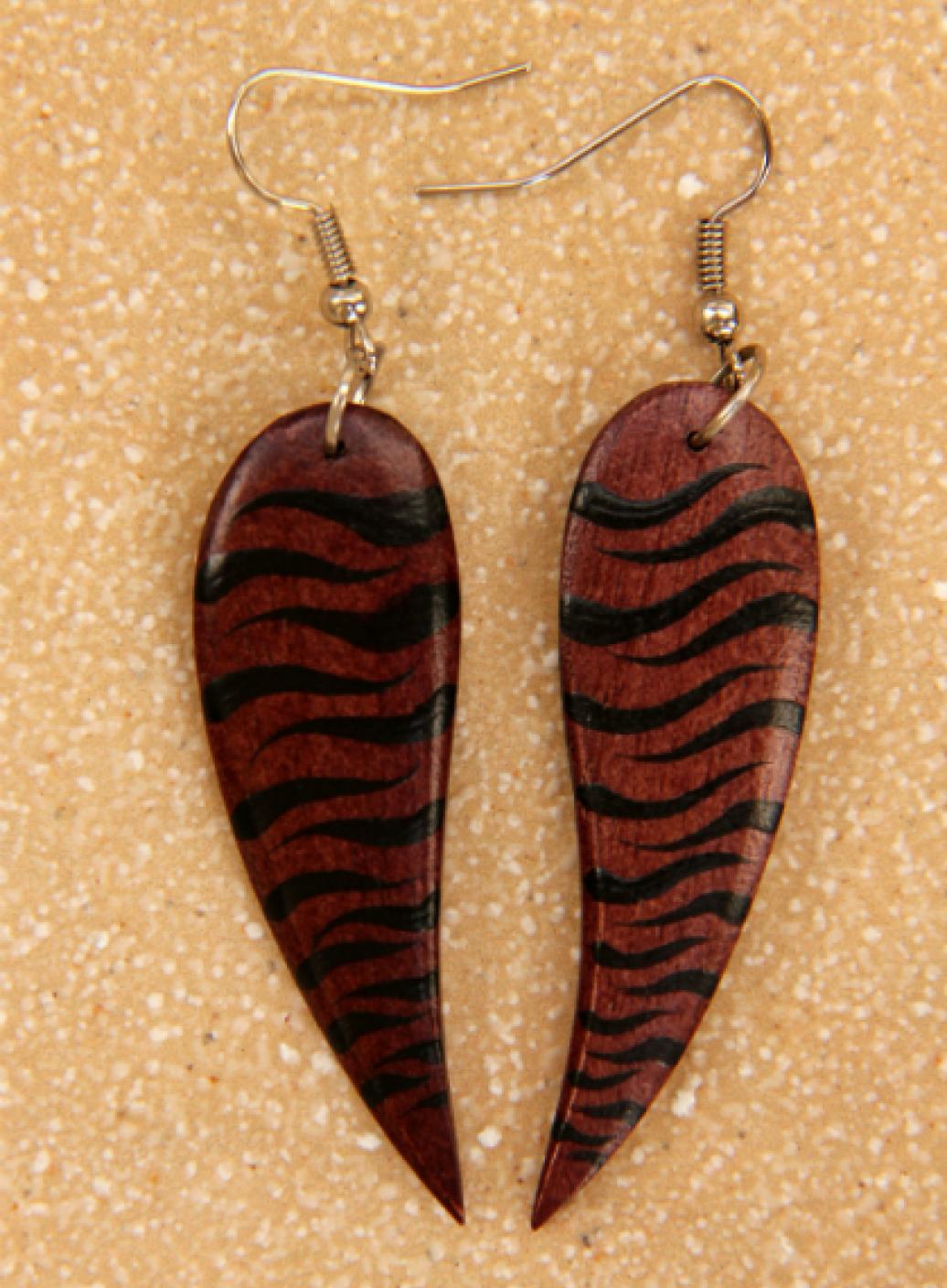 Dřevěné náušnice malované  | PachaMama.cz