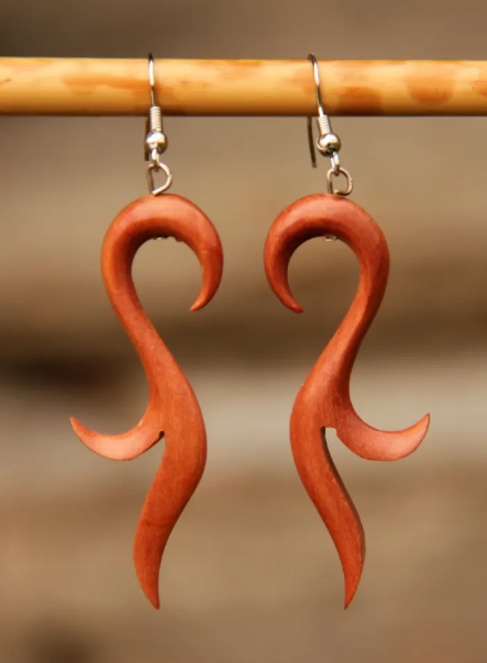 Dřevěné náušnice "Úsměv ze srdce" | PachaMama.cz