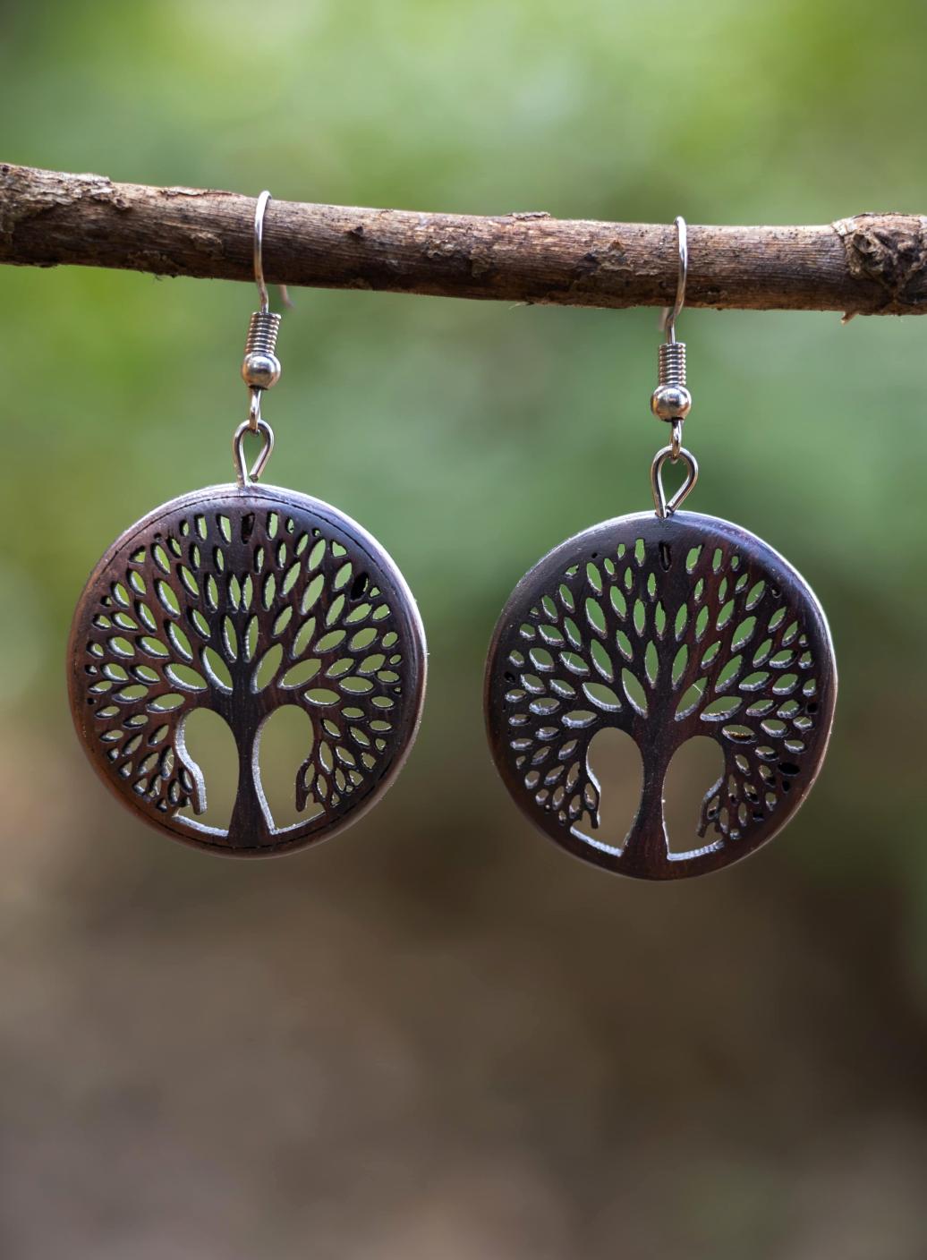 Dřevěné náušnice 