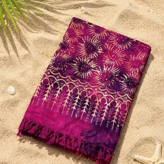 Sarong růžový s květy | PachaMama.cz