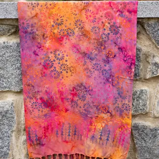 Sarong růžovooranžový s květy | PachaMama.cz