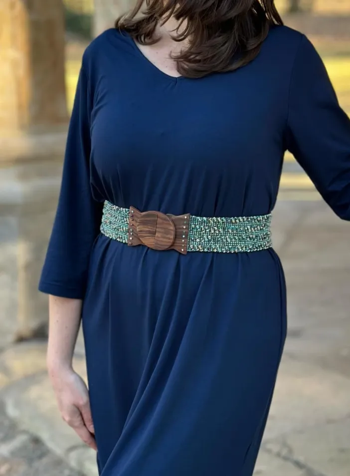 Korálkový opasek s dřevěnou přezkou | PachaMama.cz