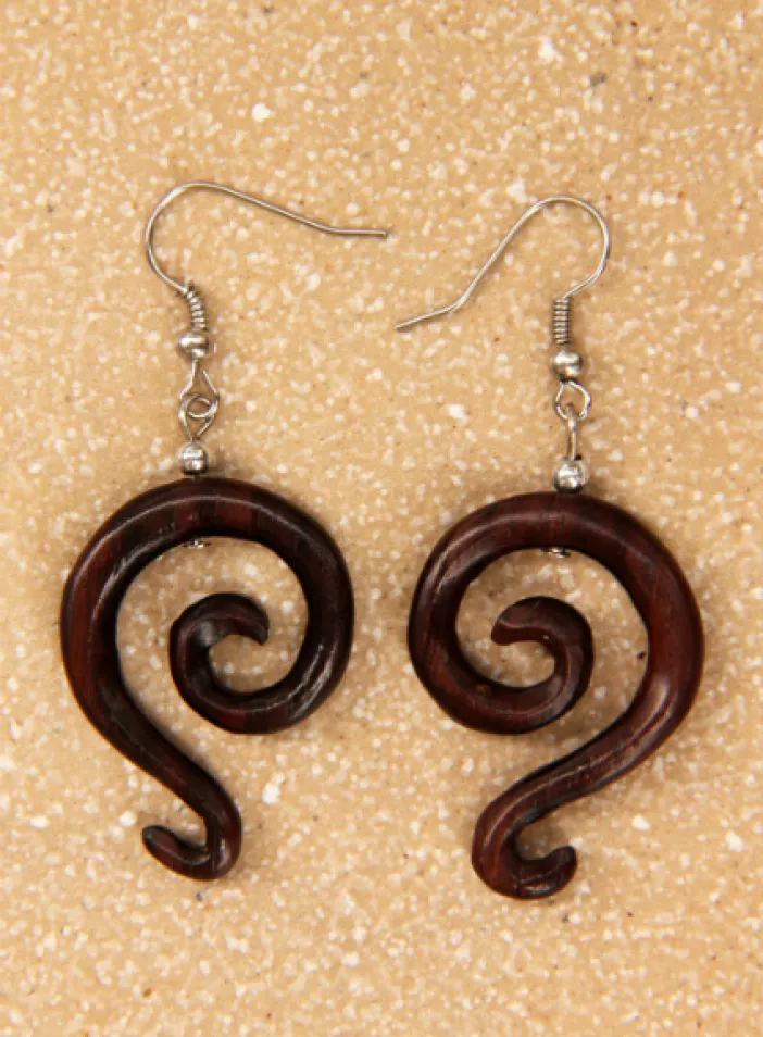 Dřevěné náušnice "Small spiral" | PachaMama.cz