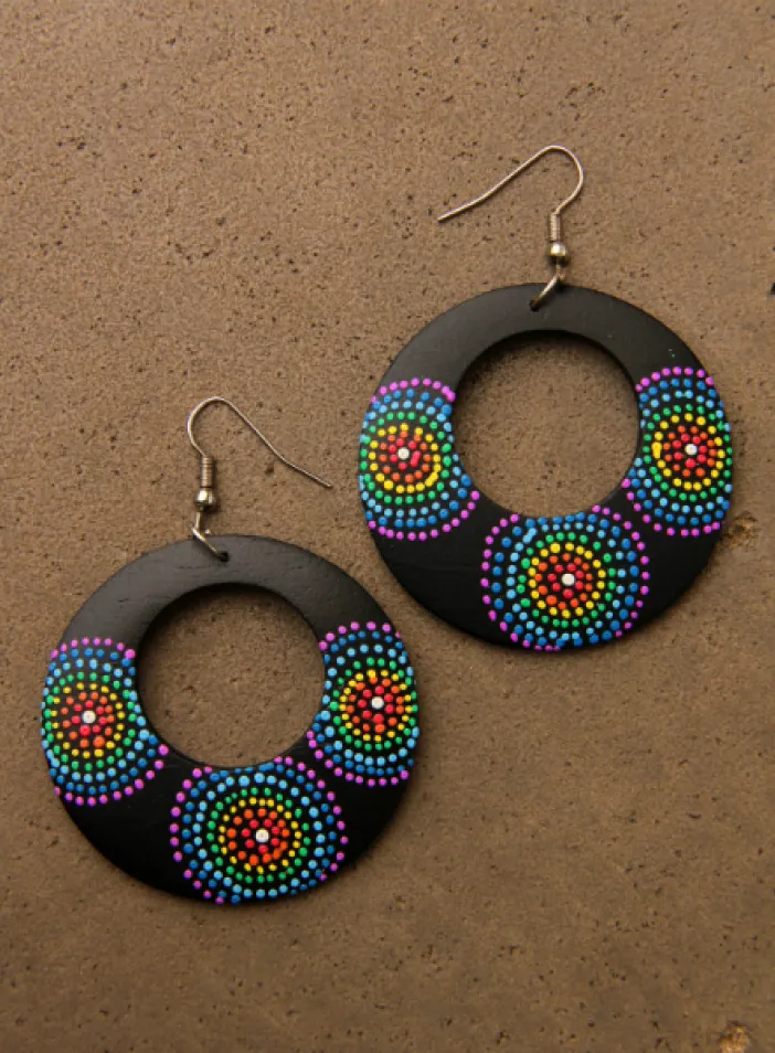 Dřevěné náušnice malované | PachaMama.cz