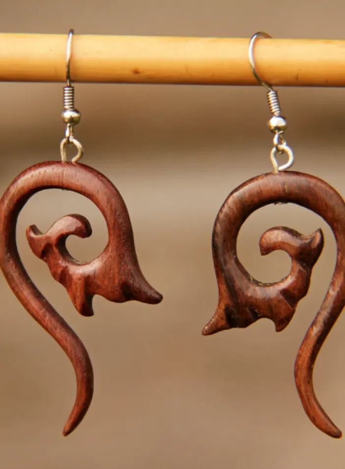 Dřevěné náušnice "Tribal" | PachaMama.cz