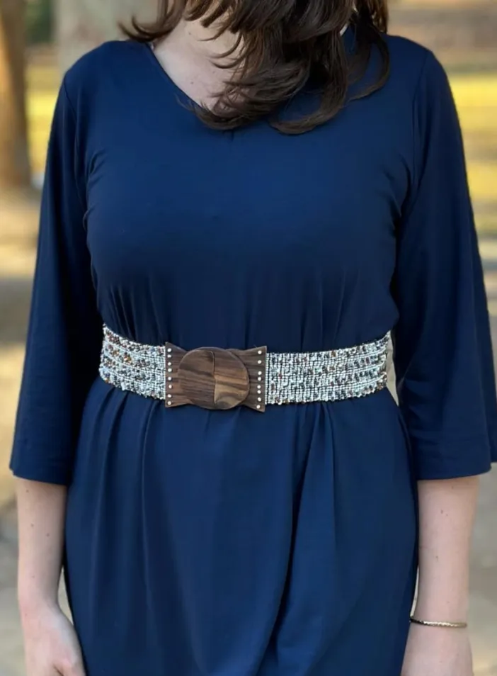 Korálkový opasek s dřevěnou přezkou | PachaMama.cz