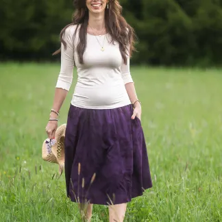 Sukně midi Purple Velvet Queen | PachaMama.cz