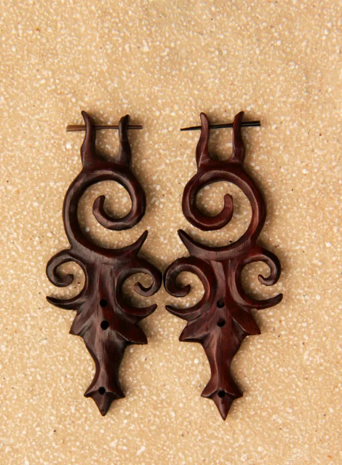 Dřevěné náušnice s tyčkou | PachaMama.cz