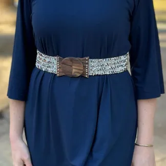 Korálkový opasek s dřevěnou přezkou | PachaMama.cz