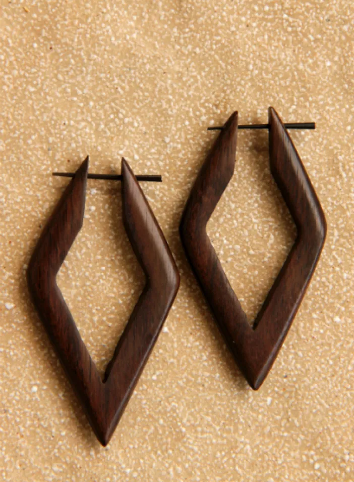 Dřevěné náušnice s tyčkou  | PachaMama.cz