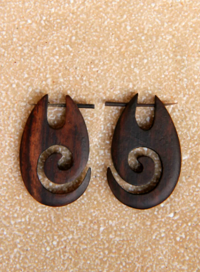 Dřevěné náušnice s tyčkou    | PachaMama.cz