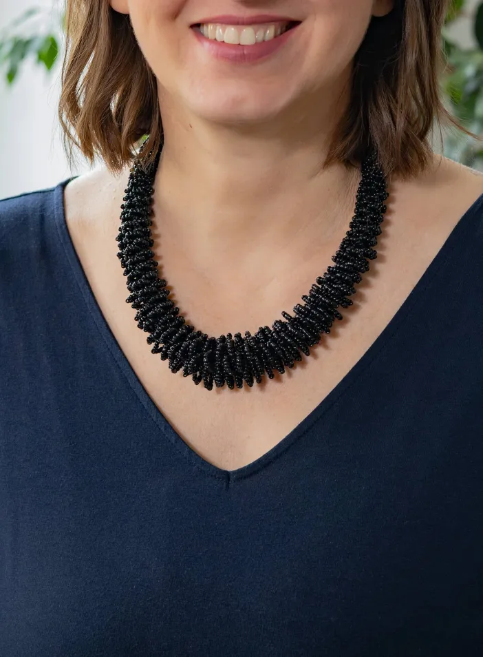 Náhrdelník Diana, korálkový, luxusní,černý | PachaMama.cz