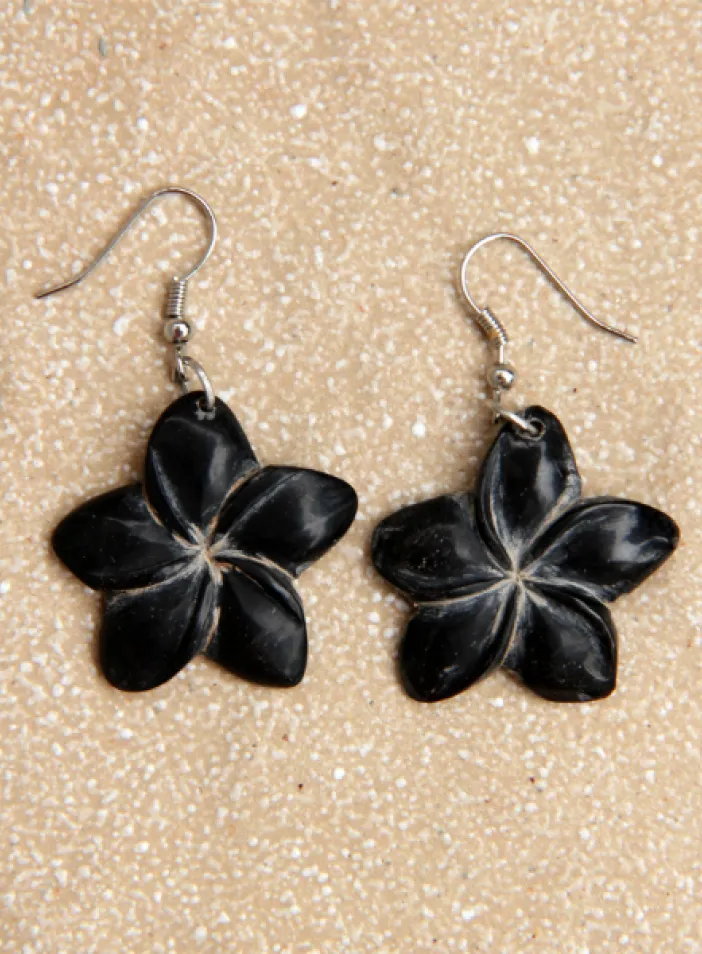 Náušnice "Black frangipani"  | PachaMama.cz