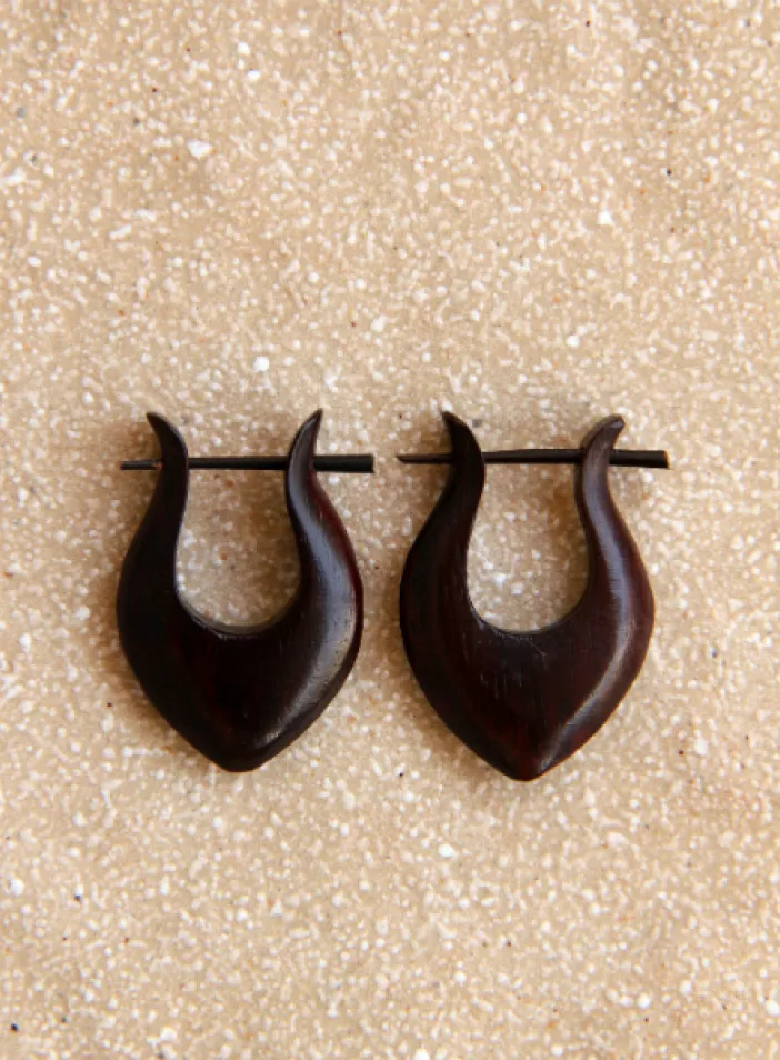 Dřevěné náušnice s tyčkou   | PachaMama.cz