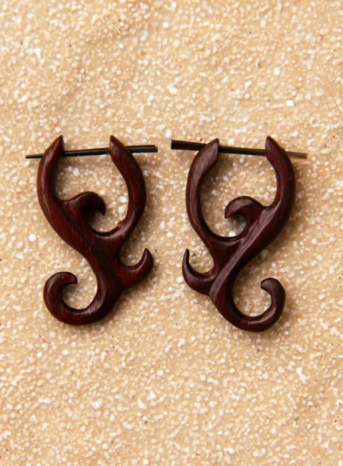 Dřevěné náušnice s tyčkou | PachaMama.cz