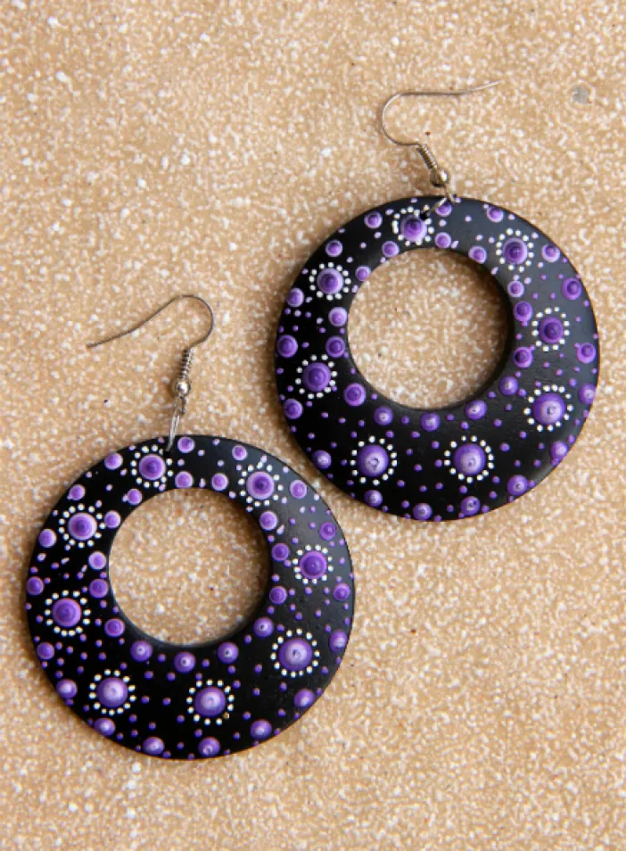 Dřevěné náušnice malované | PachaMama.cz