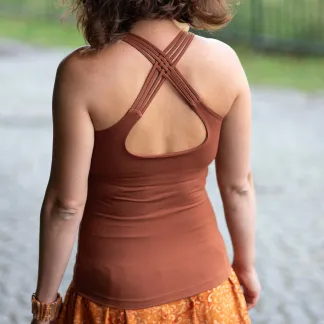 Tílko Lea s všitou braletkou, barva MOCHA | PachaMama.cz