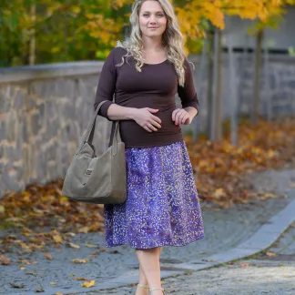 Sukně midi Plum Peony Queen | PachaMama.cz