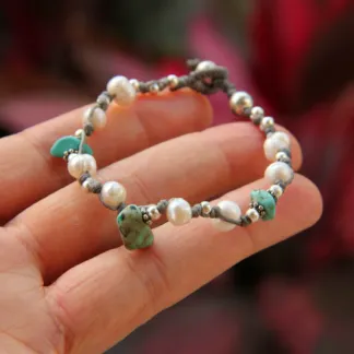 Tyrkysový náramek s perličkou | PachaMama.cz