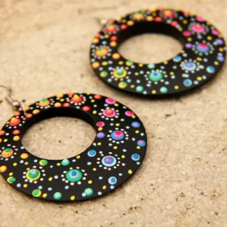 Dřevěné náušnice malované  | PachaMama.cz