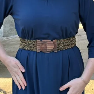 Korálkový opasek s dřevěnou přezkou | PachaMama.cz