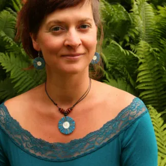 Náušnice a náhrdelník z mušloviny, tyrkysový | PachaMama.cz