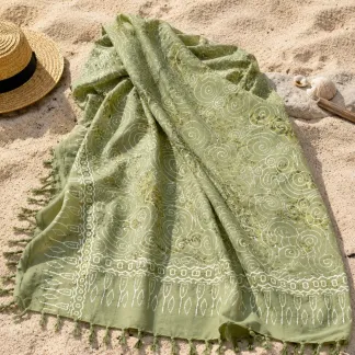 Sarong zelený se spirálami | PachaMama.cz