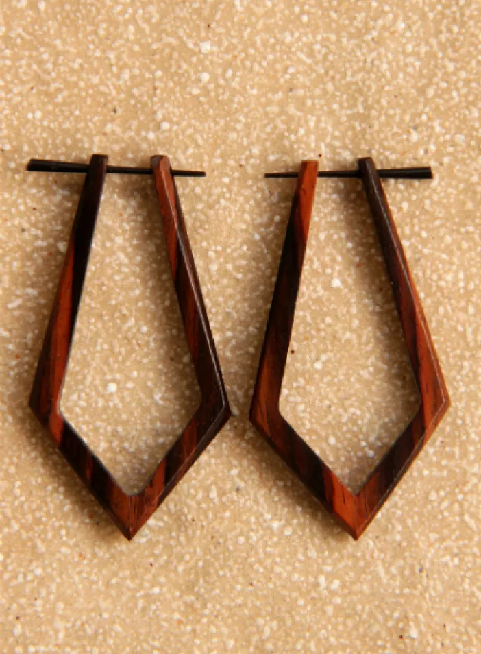 Dřevěné náušnice s tyčkou  | PachaMama.cz