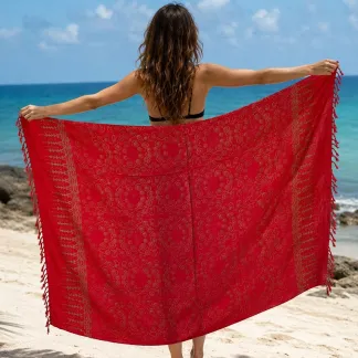 Sarong červený se spirálkami | PachaMama.cz