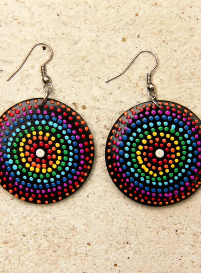 Dřevěné náušnice malované  | PachaMama.cz