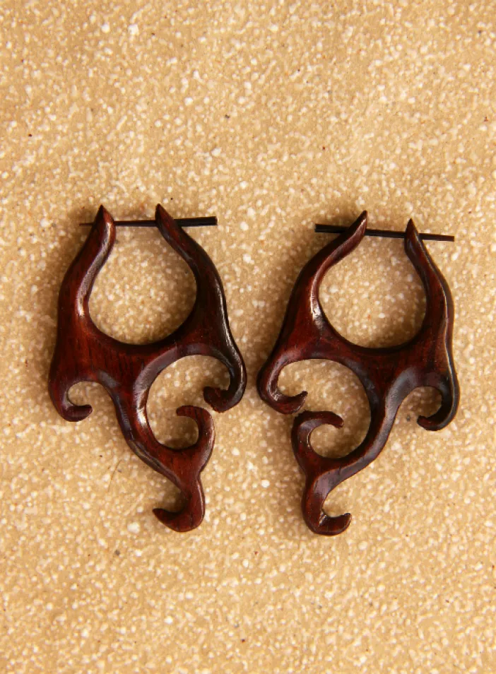 Dřevěné náušnice s tyčkou  | PachaMama.cz