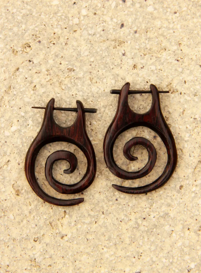 Dřevěné náušnice s tyčkou | PachaMama.cz