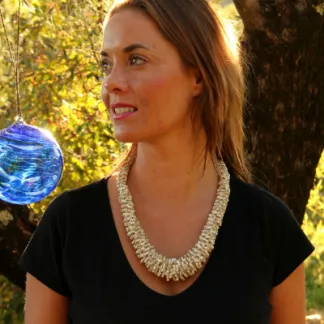 Náhrdelník Diana, korálkový, luxusní, béžový, dlouhý | PachaMama.cz