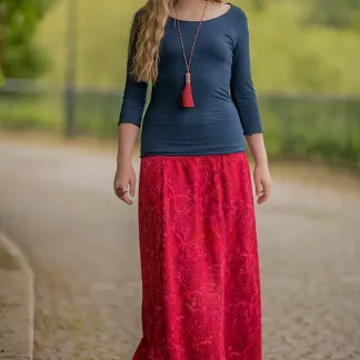 Střapcové náušnice a náhrdelník, červený set | PachaMama.cz