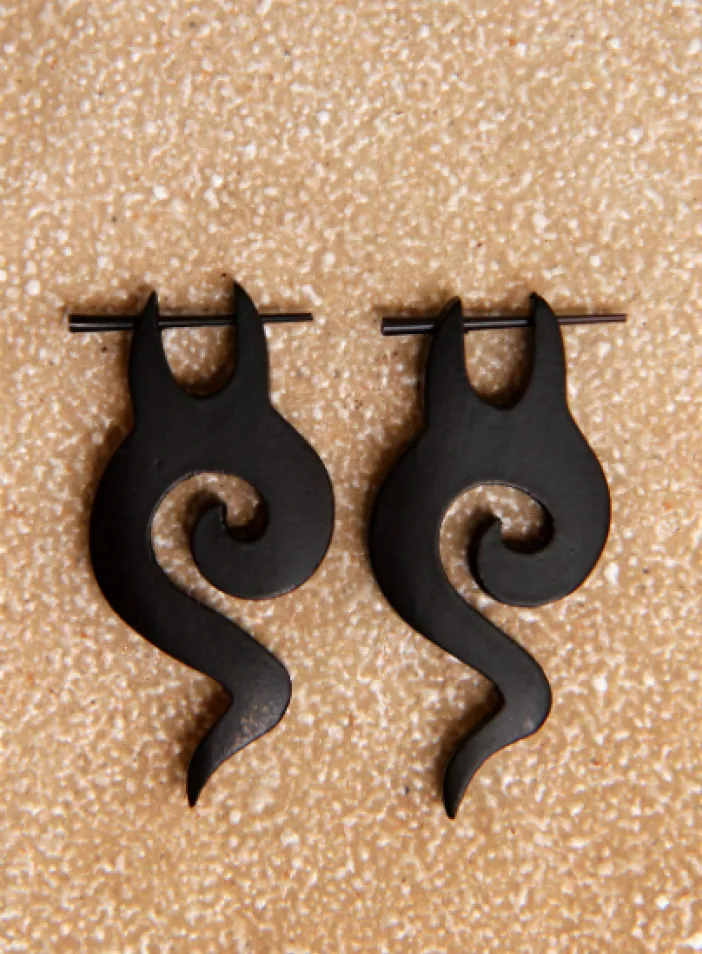 Dřevěné náušnice s tyčkou | PachaMama.cz