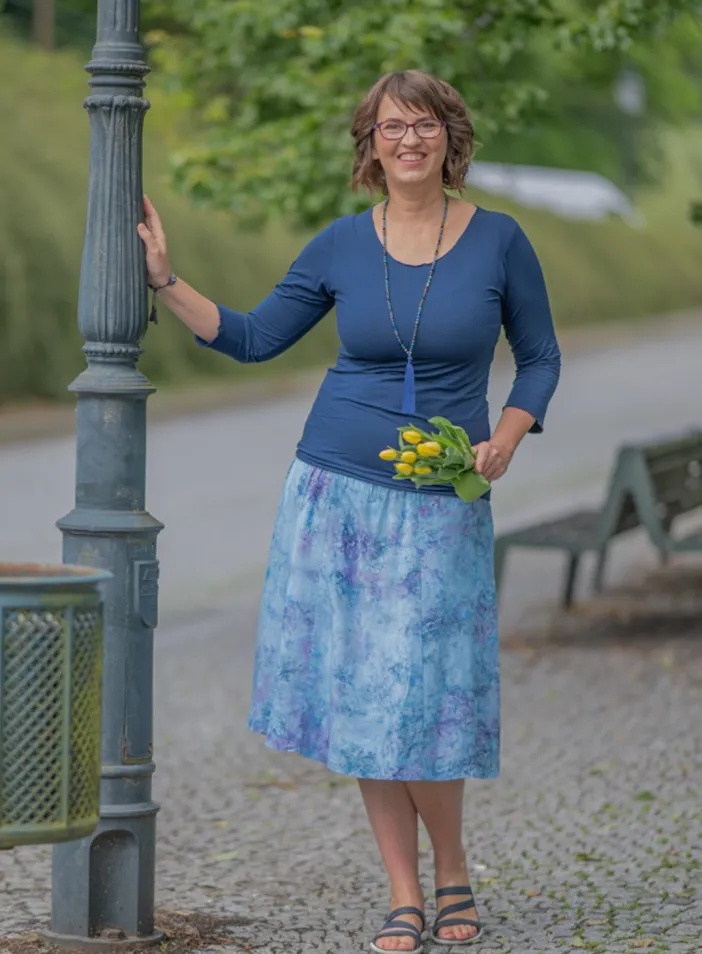 Sukně midi Blue mist Queen | PachaMama.cz